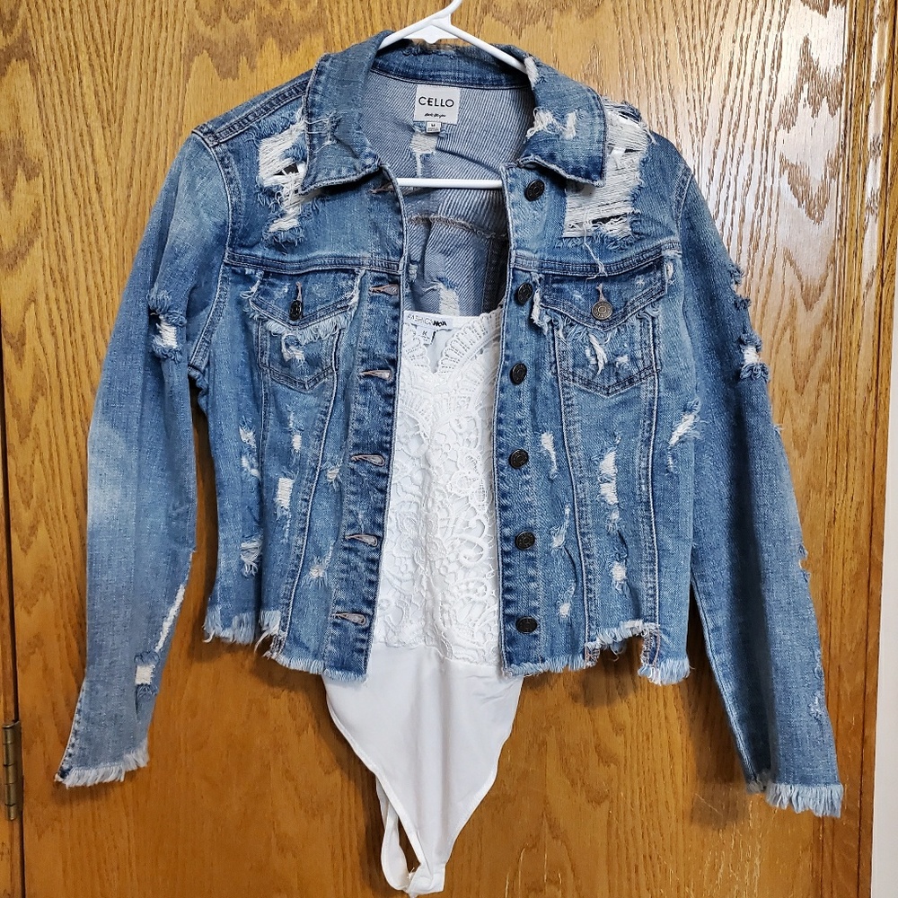 Distressed Jean Jacket Set